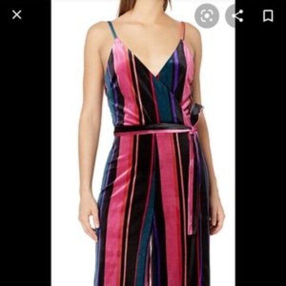 Speechless Velvet Striped Jumpsuit  EUC - Picture 1 of 14